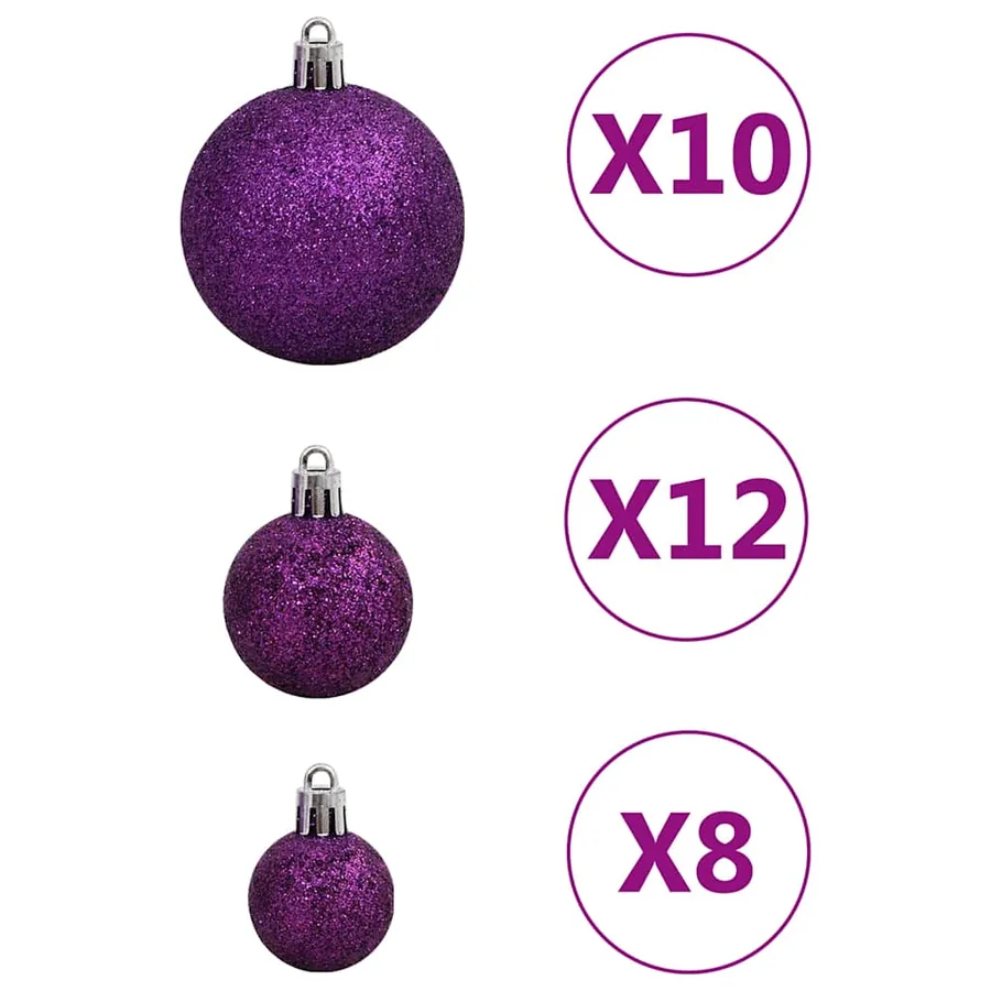Ensemble de boules de Noël 111 pièces violet polystyrène - 7
