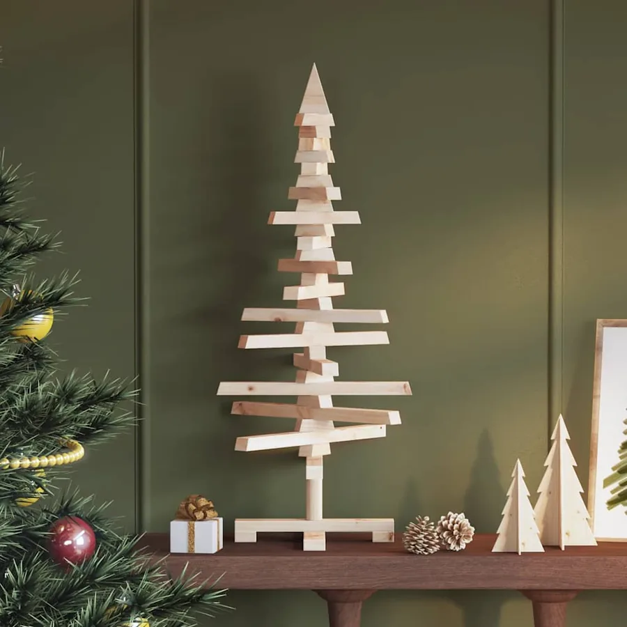 Arbre de Noël en bois pour décoration 90 cm bois massif de pin