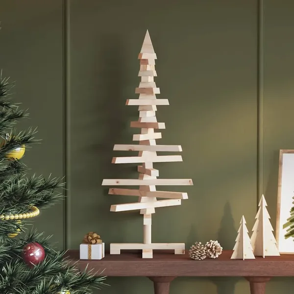 Arbre de Noël en bois pour décoration 90 cm bois massif de pin