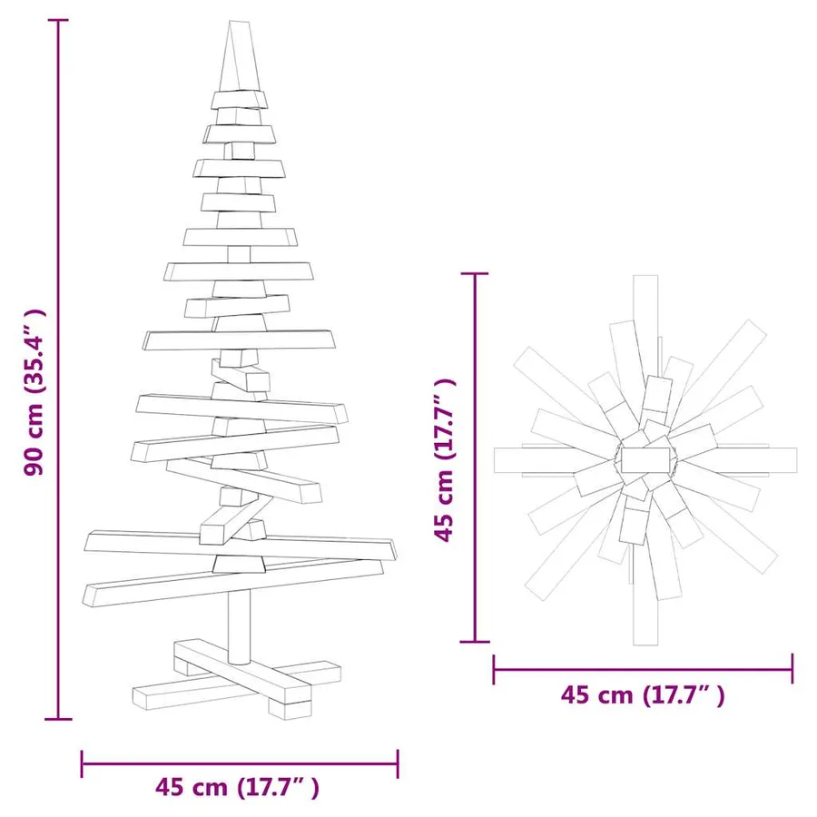 Arbre de Noël en bois pour décoration 90 cm bois massif de pin - 10