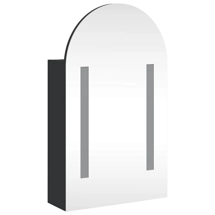 Armoire de bain à miroir avec LED arquée noir 42x13x70 cm - 4