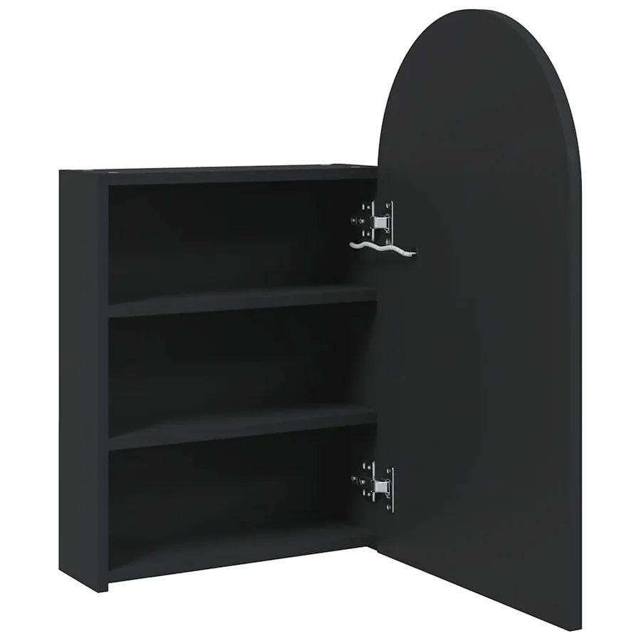 Armoire de bain à miroir avec LED arquée noir 42x13x70 cm - 5