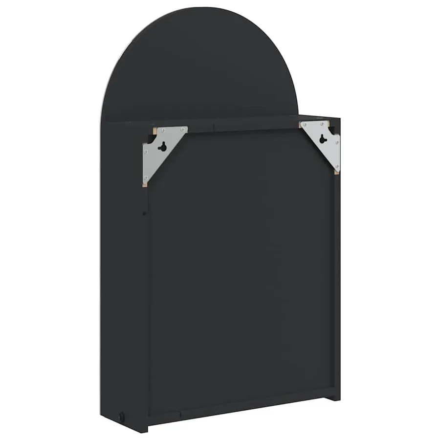 Armoire de bain à miroir avec LED arquée noir 42x13x70 cm - 8