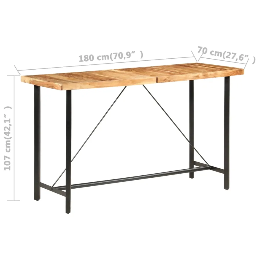 Ensemble de bar 7 pcs Bois d'acacia solide et cuir véritable - 13