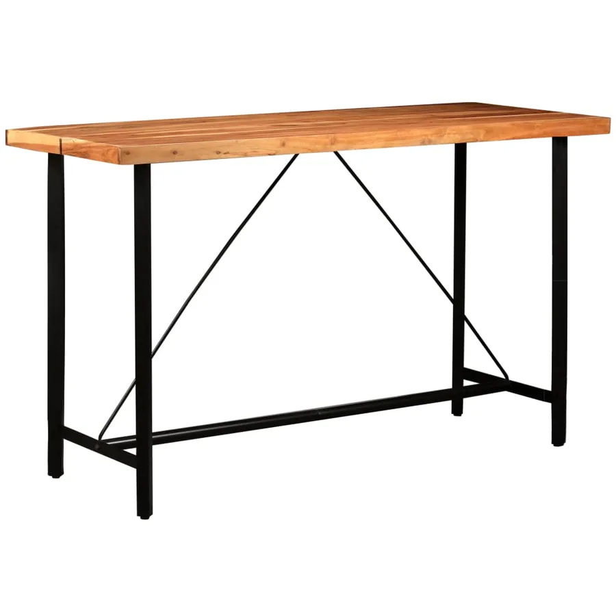 Ensemble de bar 7 pcs Bois d'acacia solide et cuir véritable - 15