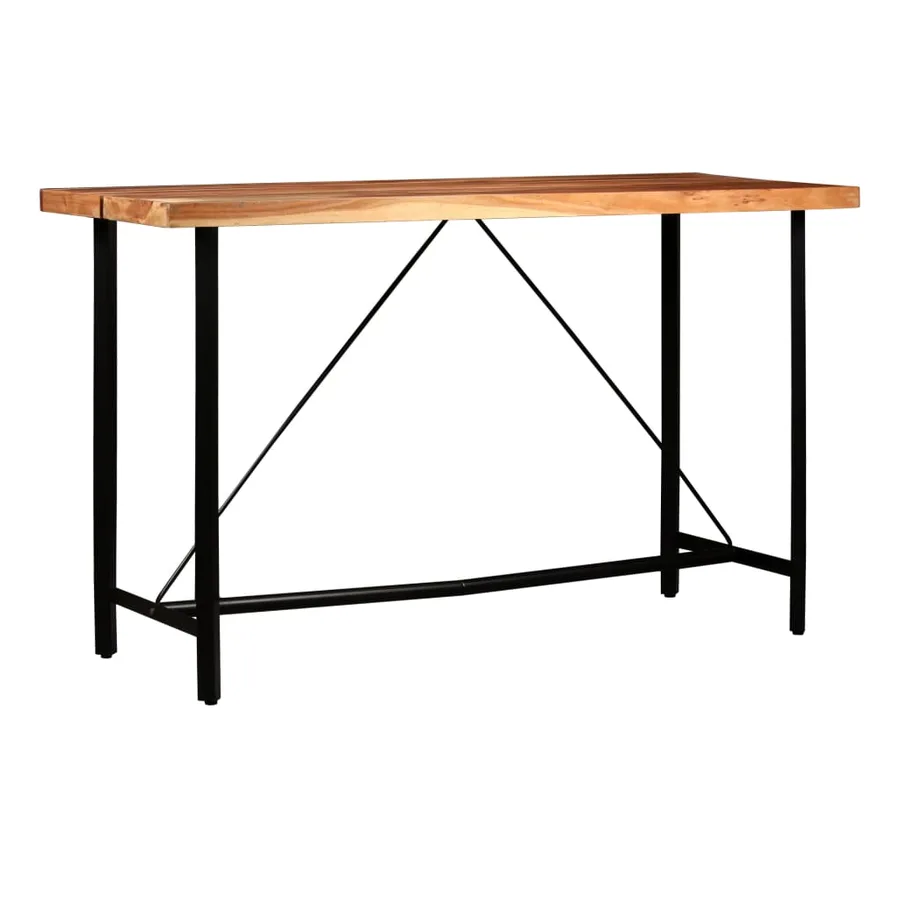 Ensemble de bar 7 pcs Bois d'acacia solide et cuir véritable - 16