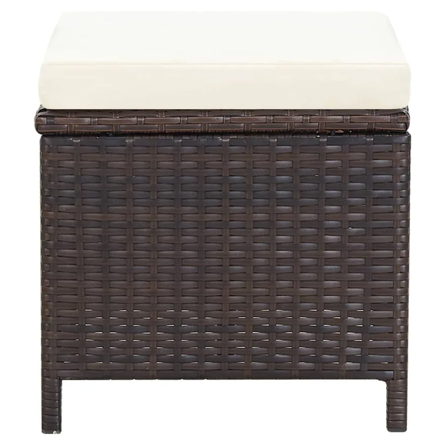 Jeu de chaise et tabouret de jardin 4 pcs Résine tressée Marron - 10