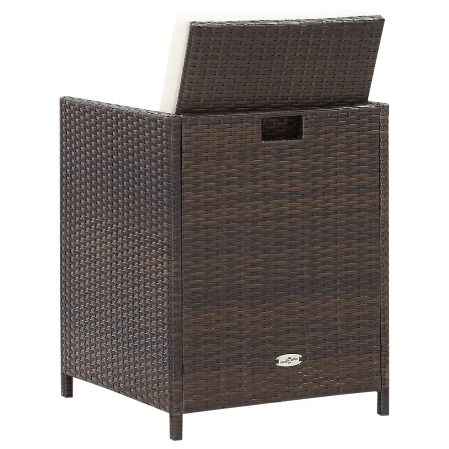 Jeu de chaise et tabouret de jardin 4 pcs Résine tressée Marron - 5
