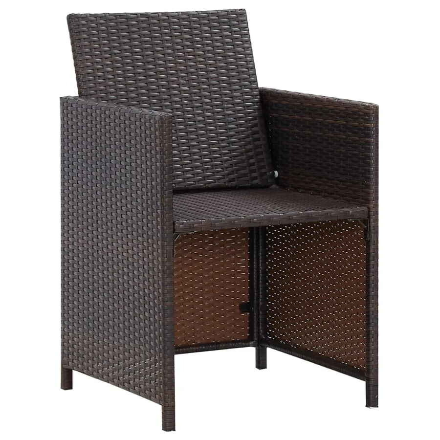 Jeu de chaise et tabouret de jardin 4 pcs Résine tressée Marron - 6