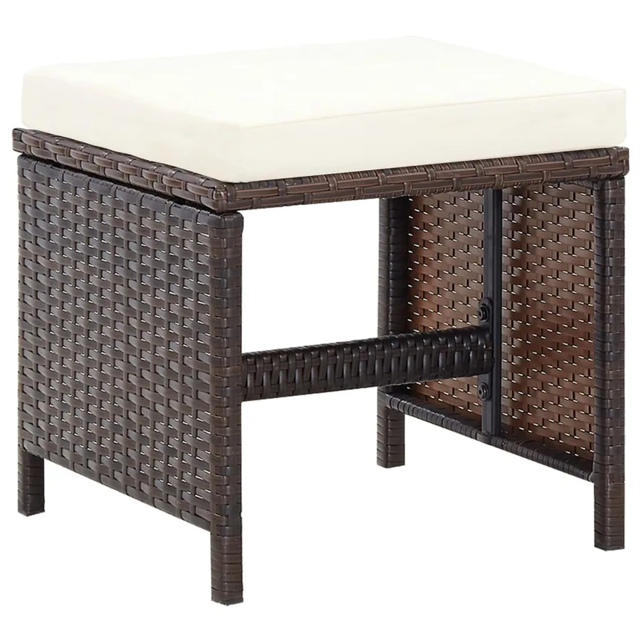 Jeu de chaise et tabouret de jardin 4 pcs Résine tressée Marron - 8