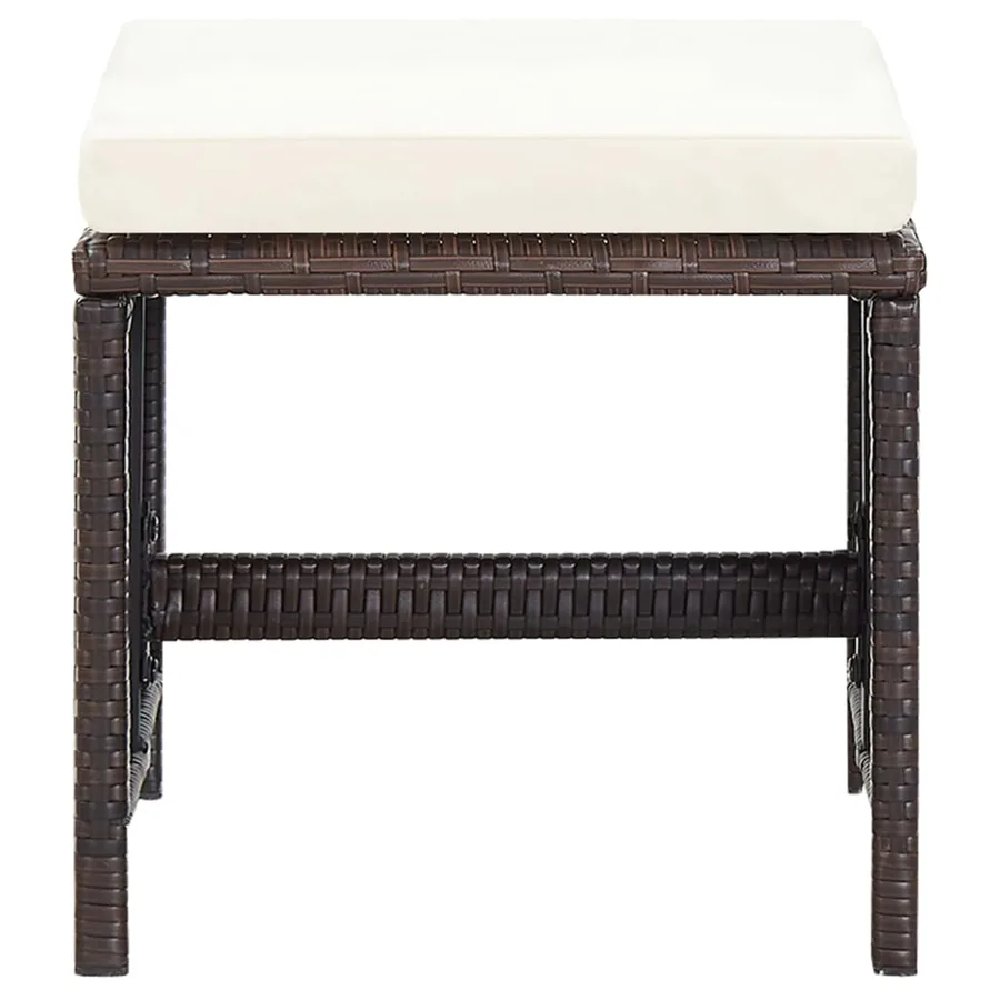Jeu de chaise et tabouret de jardin 4 pcs Résine tressée Marron - 9