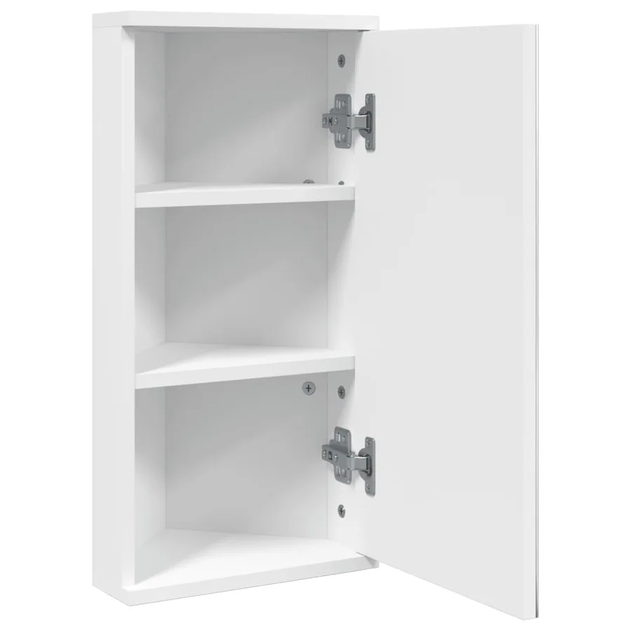 Armoire de bain à miroir d'angle blanc 30x24x60 cm - 4