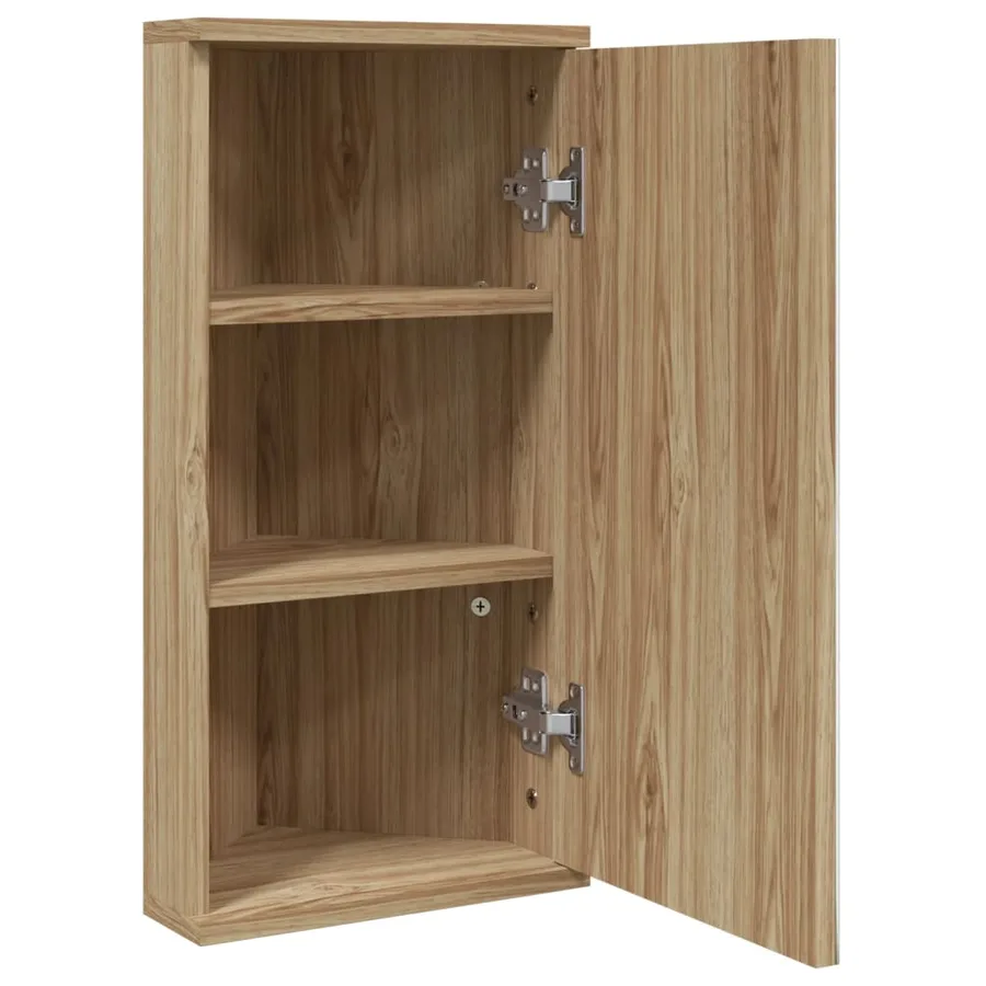 Armoire de bain à miroir d'angle chêne 30x24x60 cm - 4