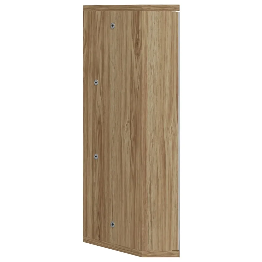 Armoire de bain à miroir d'angle chêne 30x24x60 cm - 5