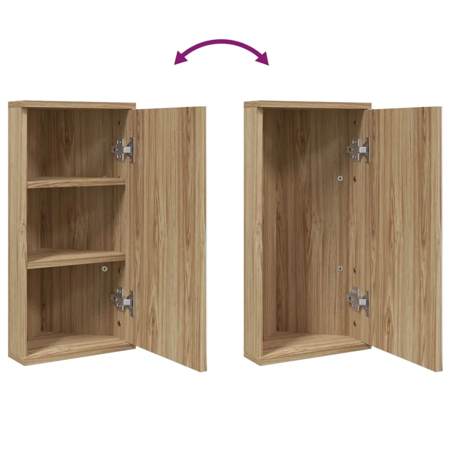 Armoire de bain à miroir d'angle chêne 30x24x60 cm - 7