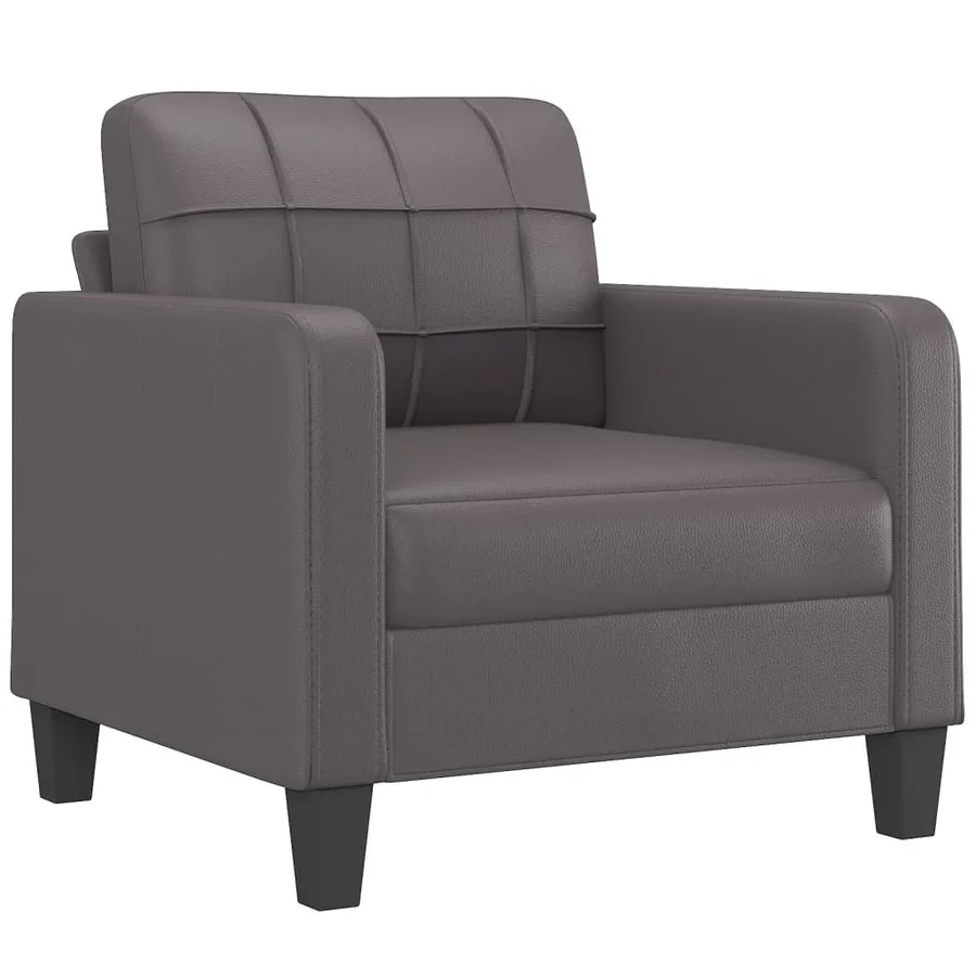 Ensemble de canapés 3 pcs avec coussins gris similicuir - 3