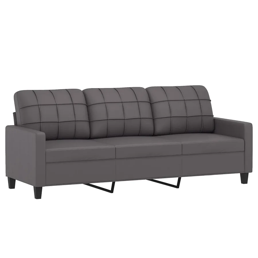 Ensemble de canapés 3 pcs avec coussins gris similicuir - 4