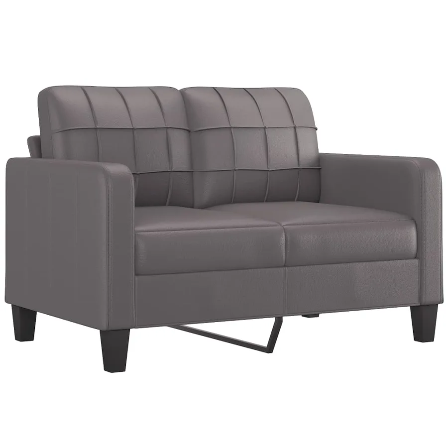 Ensemble de canapés 3 pcs avec coussins gris similicuir - 5