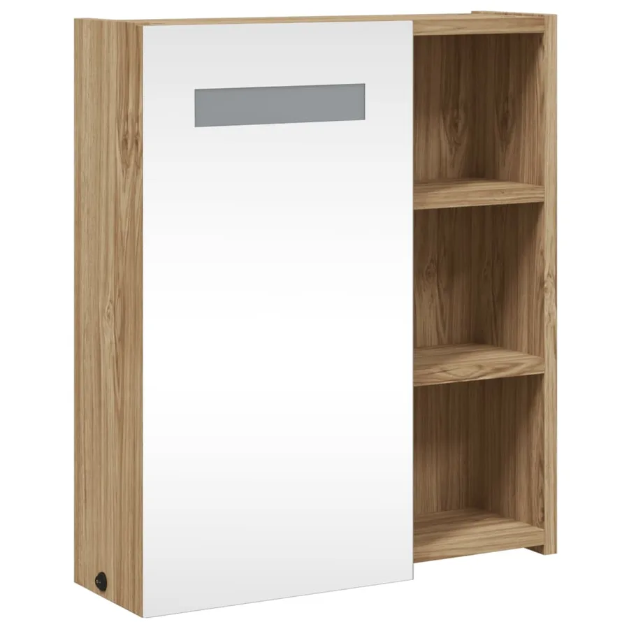 Armoire de salle de bain à miroir avec LED chêne 45x13x52 cm - 4