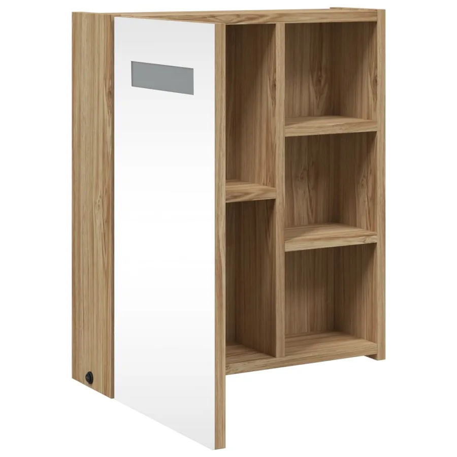 Armoire de salle de bain à miroir avec LED chêne 45x13x52 cm - 5