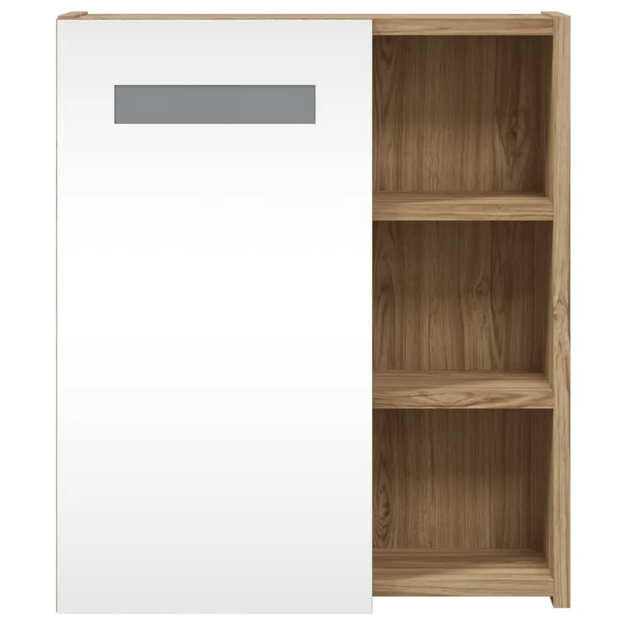 Armoire de salle de bain à miroir avec LED chêne 45x13x52 cm - 6