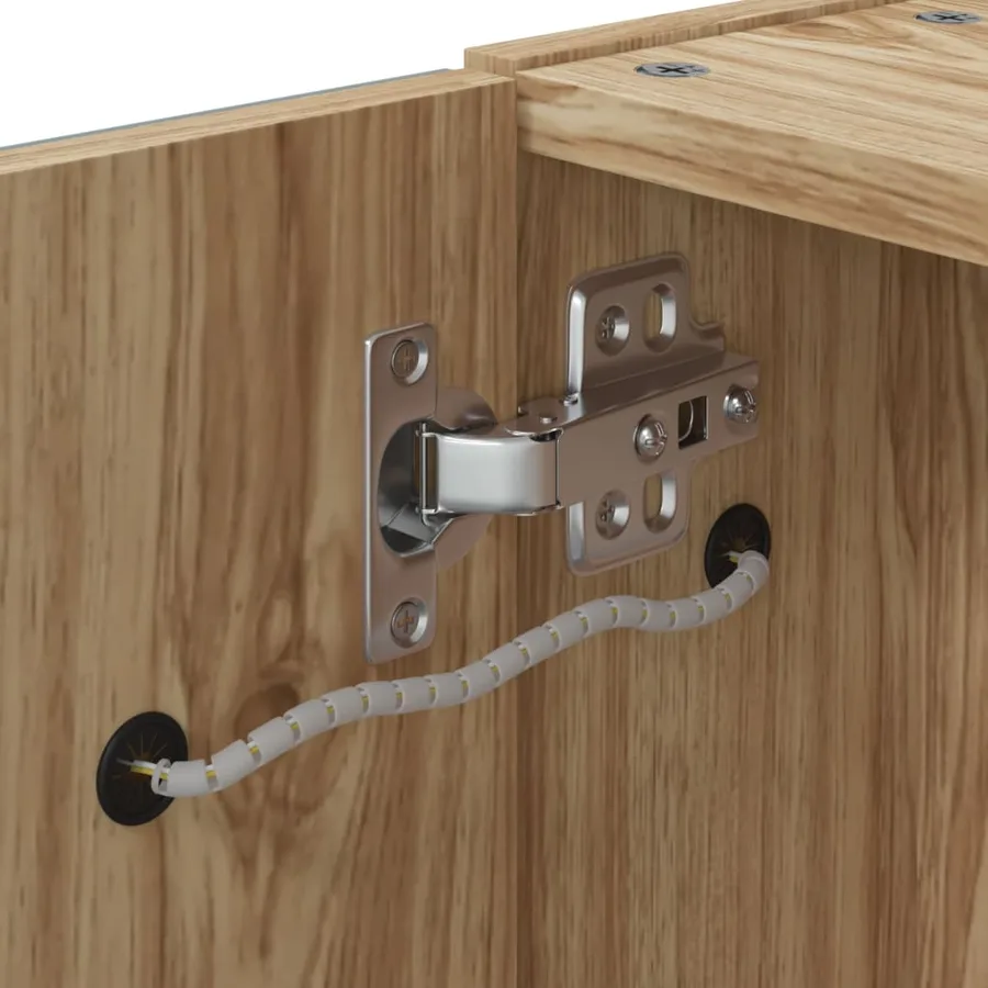 Armoire de salle de bain à miroir avec LED chêne 45x13x52 cm - 9