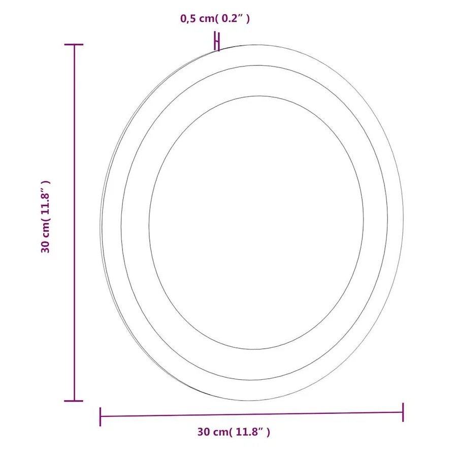 Miroir de salle de bain à LED 30 cm rond - 12