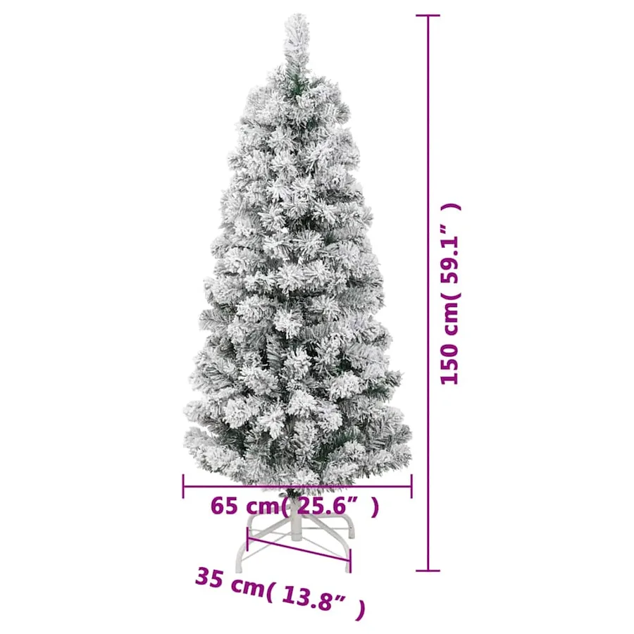 Sapin de Noël artificiel à charnières avec neige floquée 150 cm - 9