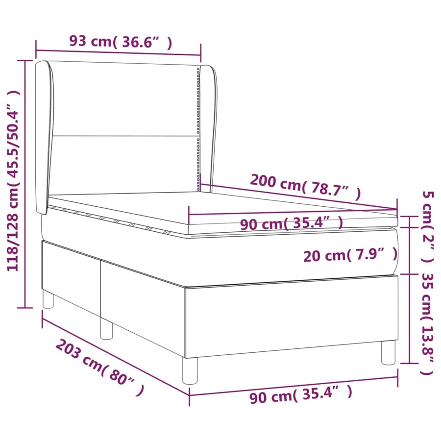 Sommier à lattes de lit avec matelas Noir 90x200 cm Similicuir - 7