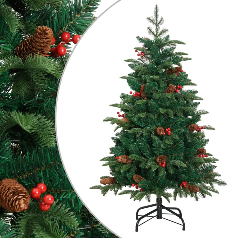 Sapin de Noël artificiel avec pommes de pin et baies 150 cm