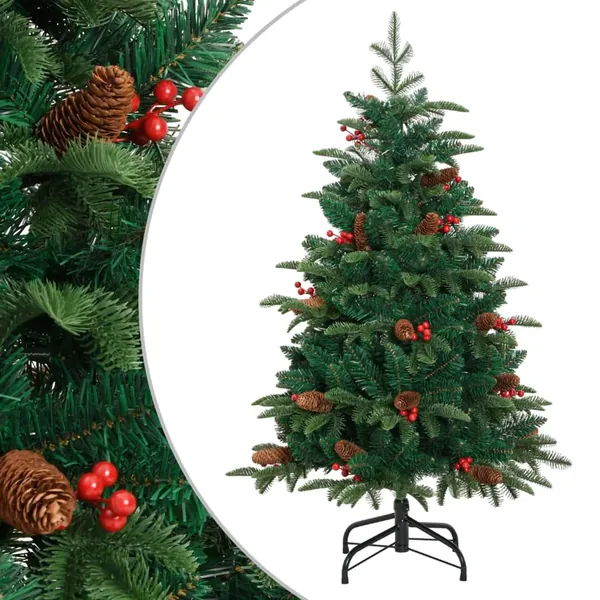 Sapin de Noël artificiel avec pommes de pin et baies 150 cm
