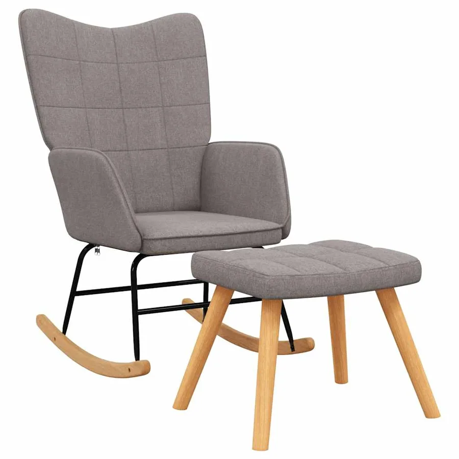 Chaise à bascule avec tabouret Taupe Tissu - 2