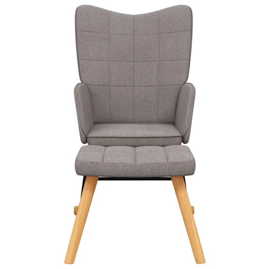 Chaise à bascule avec tabouret Taupe Tissu - 3