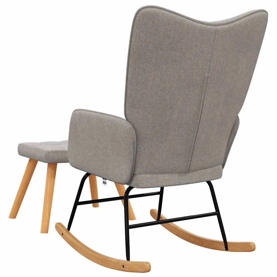 Chaise à bascule avec tabouret Taupe Tissu - 6