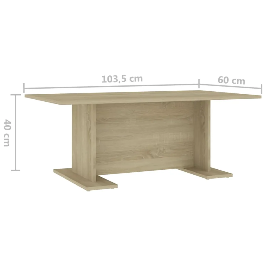 Table basse chêne sonoma 103,5x60x40 cm bois d'ingénierie - 6