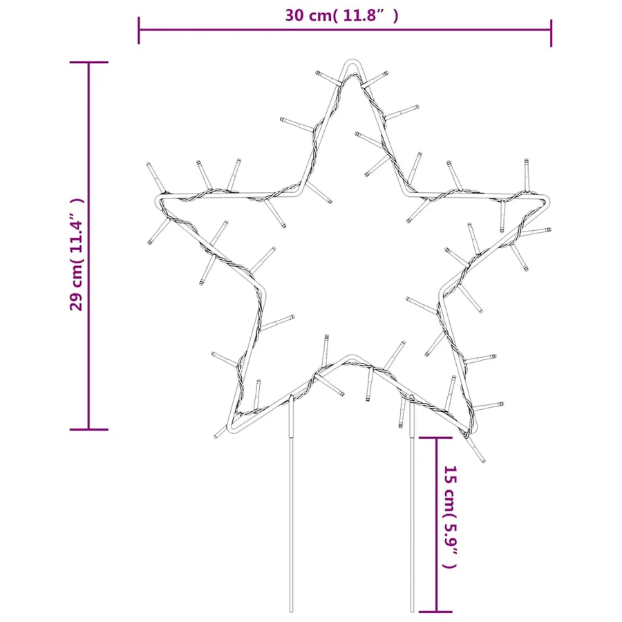 Décoration lumineuse étoile de Noël piquets 3 pcs 50 LED 29 cm - 11