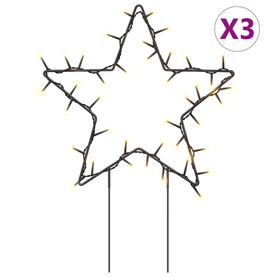 Décoration lumineuse étoile de Noël piquets 3 pcs 50 LED 29 cm - 2