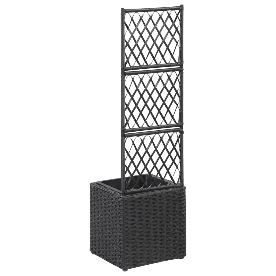 Lit surélevé en treillis 1 pot 30x30x107cm Résine tressée Noir - 3