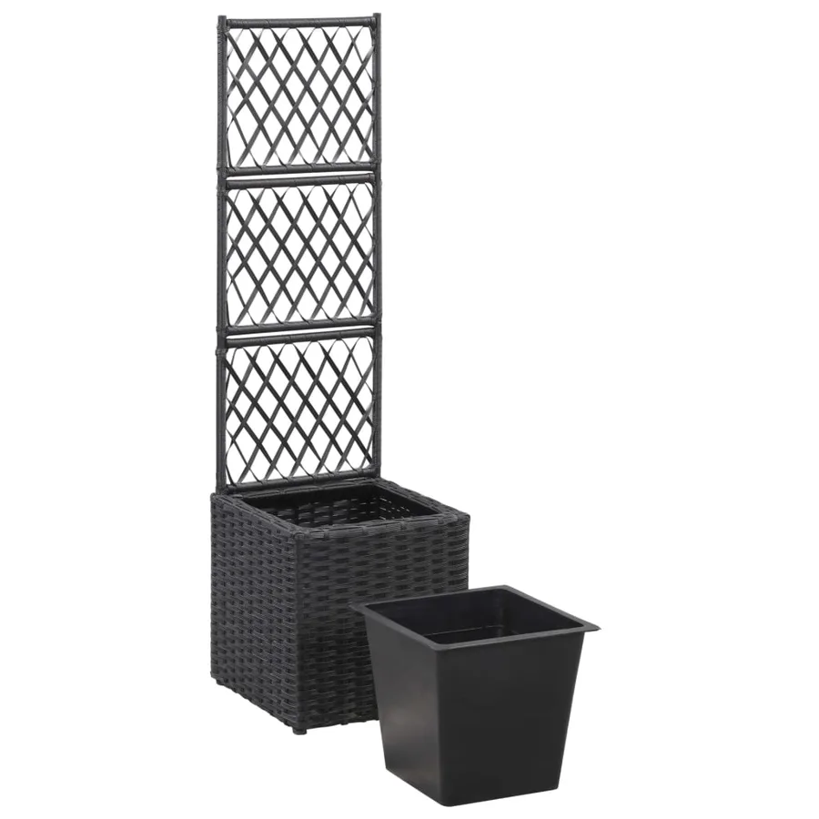 Lit surélevé en treillis 1 pot 30x30x107cm Résine tressée Noir - 4