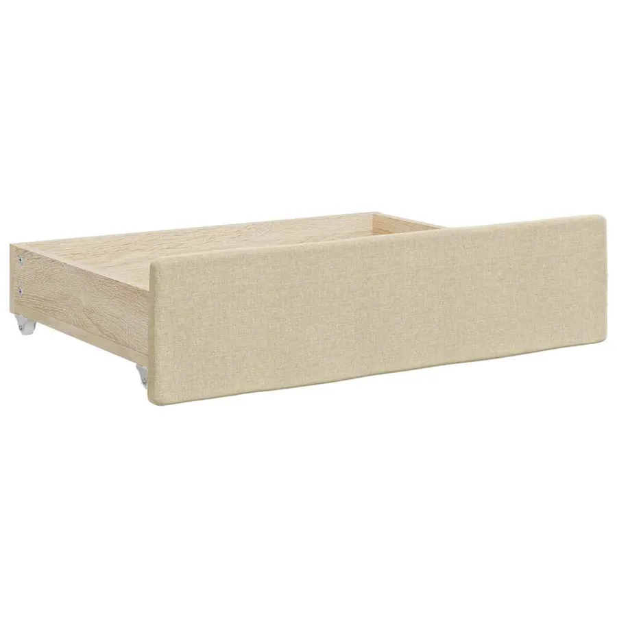 Tiroirs de lit 2 pcs crème bois d'ingénierie et tissu - 3