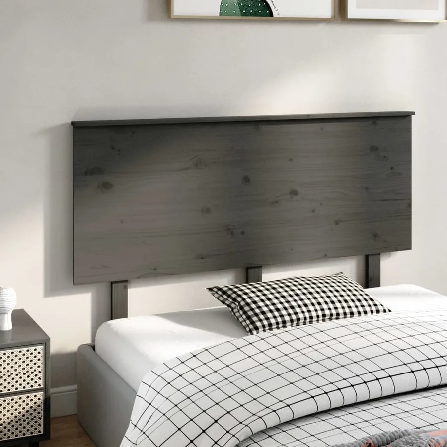 Tête de lit Gris 144x6x82,5 cm Bois massif de pin - 4