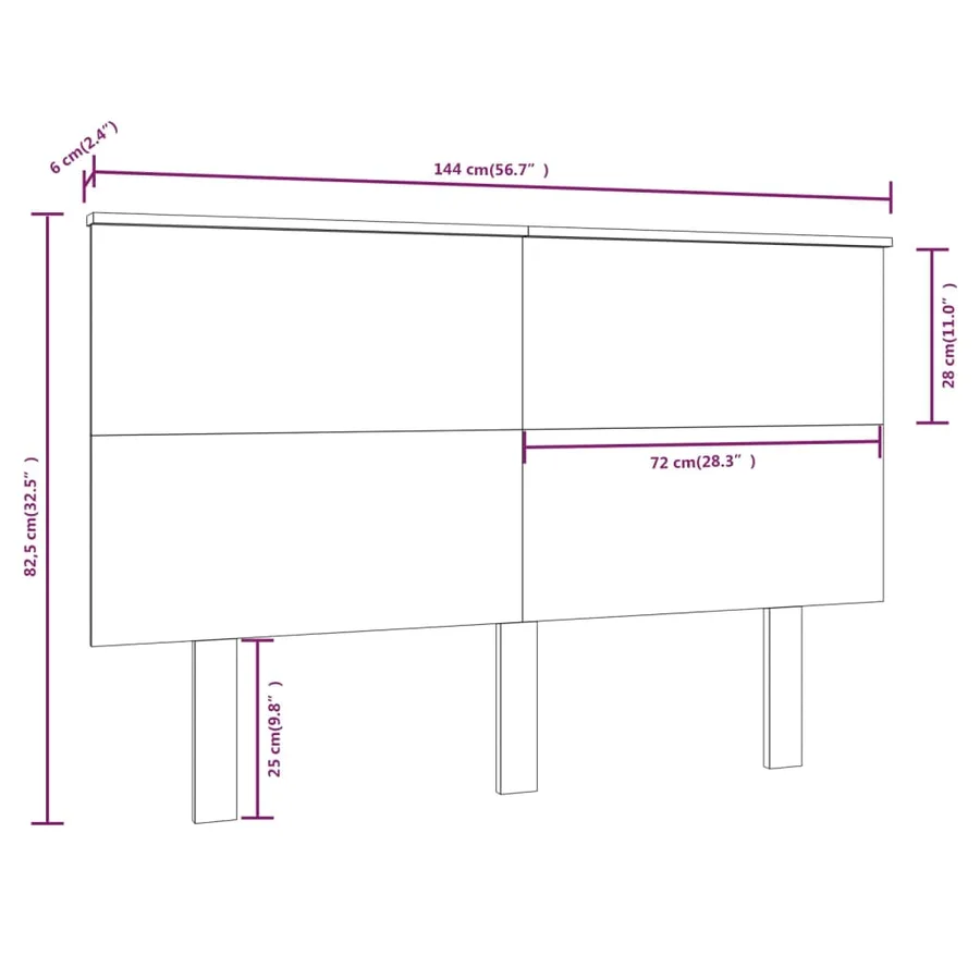 Tête de lit Gris 144x6x82,5 cm Bois massif de pin - 6