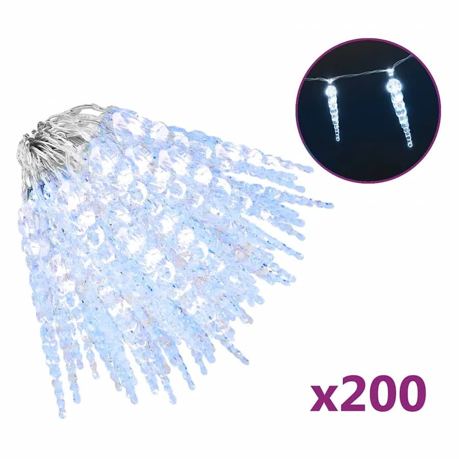 Guirlande lumineuse de Noël 200 LED Blanc froid 20 m Acrylique PVC - 2