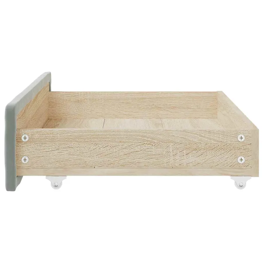 Tiroirs de lit 2 pcs gris clair bois d'ingénierie et velours - 5