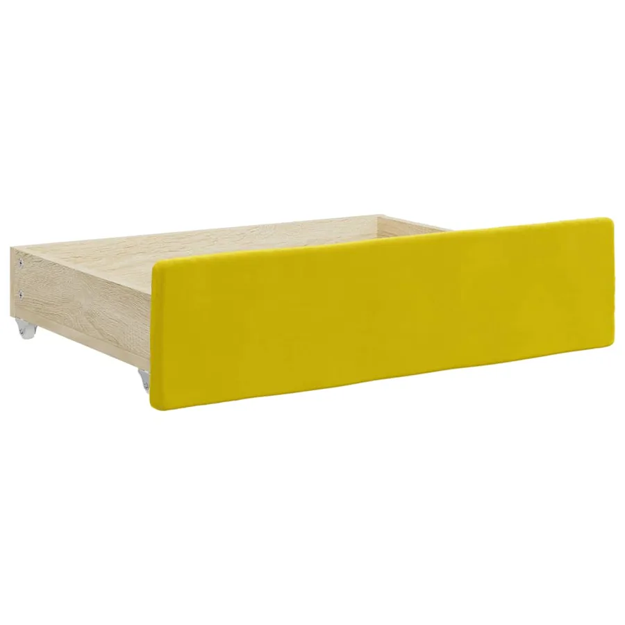 Tiroirs de lit 2 pcs jaune bois d'ingénierie et velours - 3