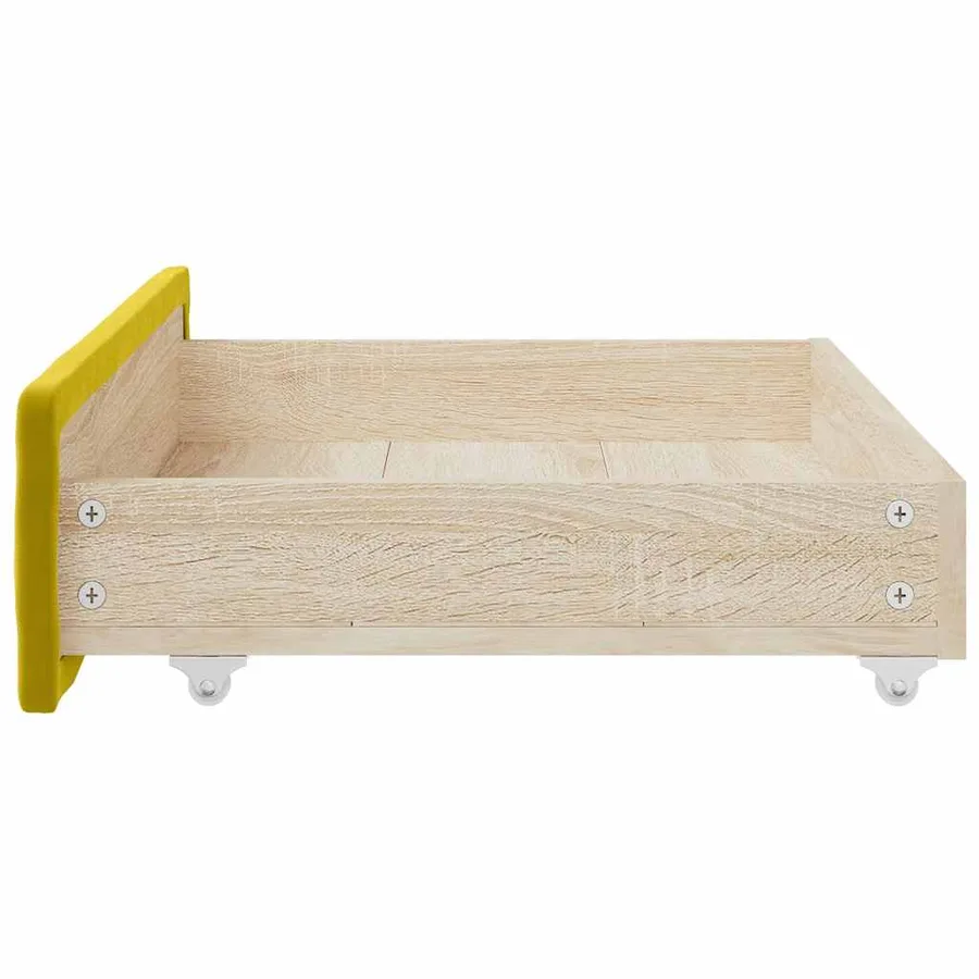 Tiroirs de lit 2 pcs jaune bois d'ingénierie et velours - 5