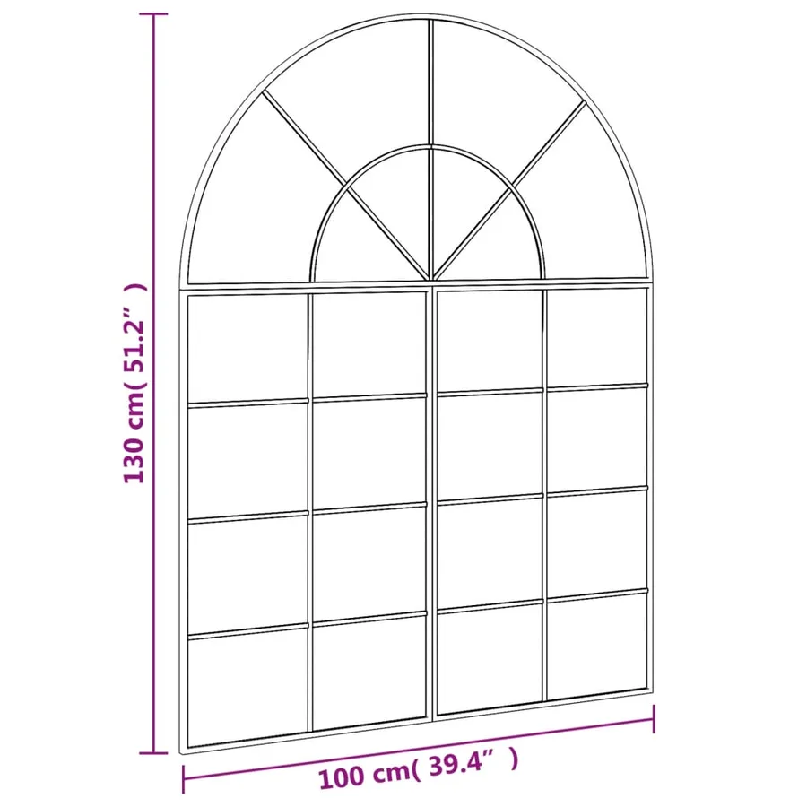 Miroir mural noir 100x130 cm arche fer - 7