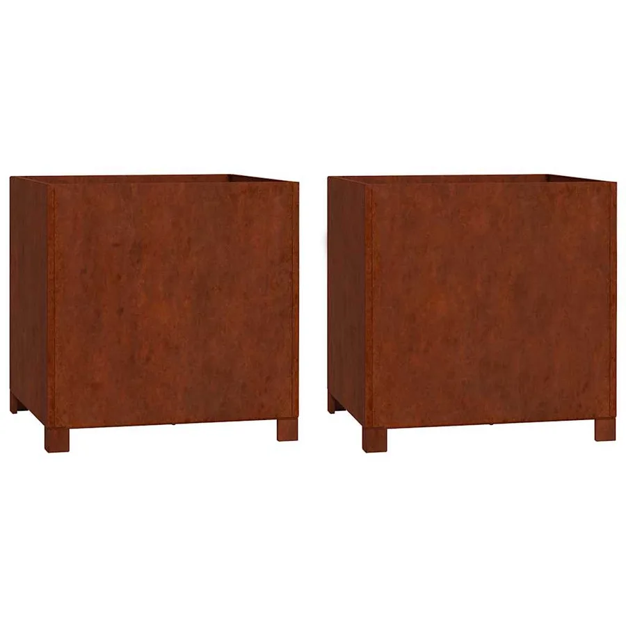 Jardinières avec pieds 2 pcs Rouillé 50x50x50 cm Acier corten - 2