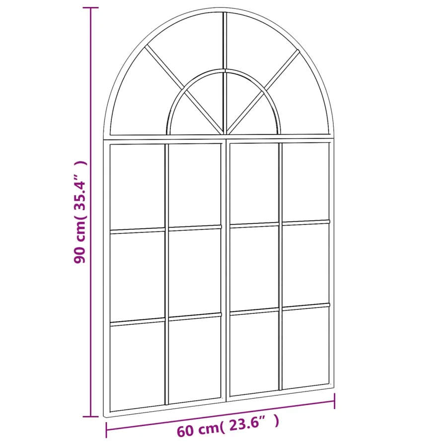 Miroir mural noir 60x90 cm arche fer - 7