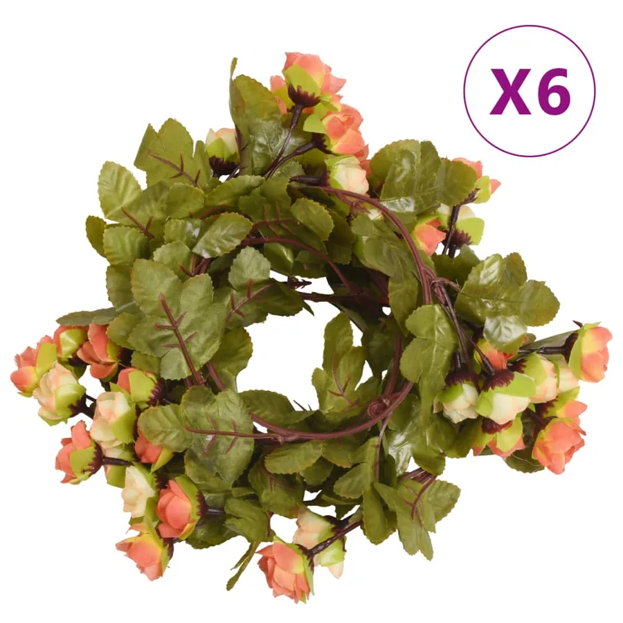 Guirlandes de fleurs 6 pcs rouge vif 215 cm